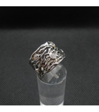 R002099 Stylish Genuine Sterling Silver Ring Solid Stamped 925 With 5 Cubic Zirconia